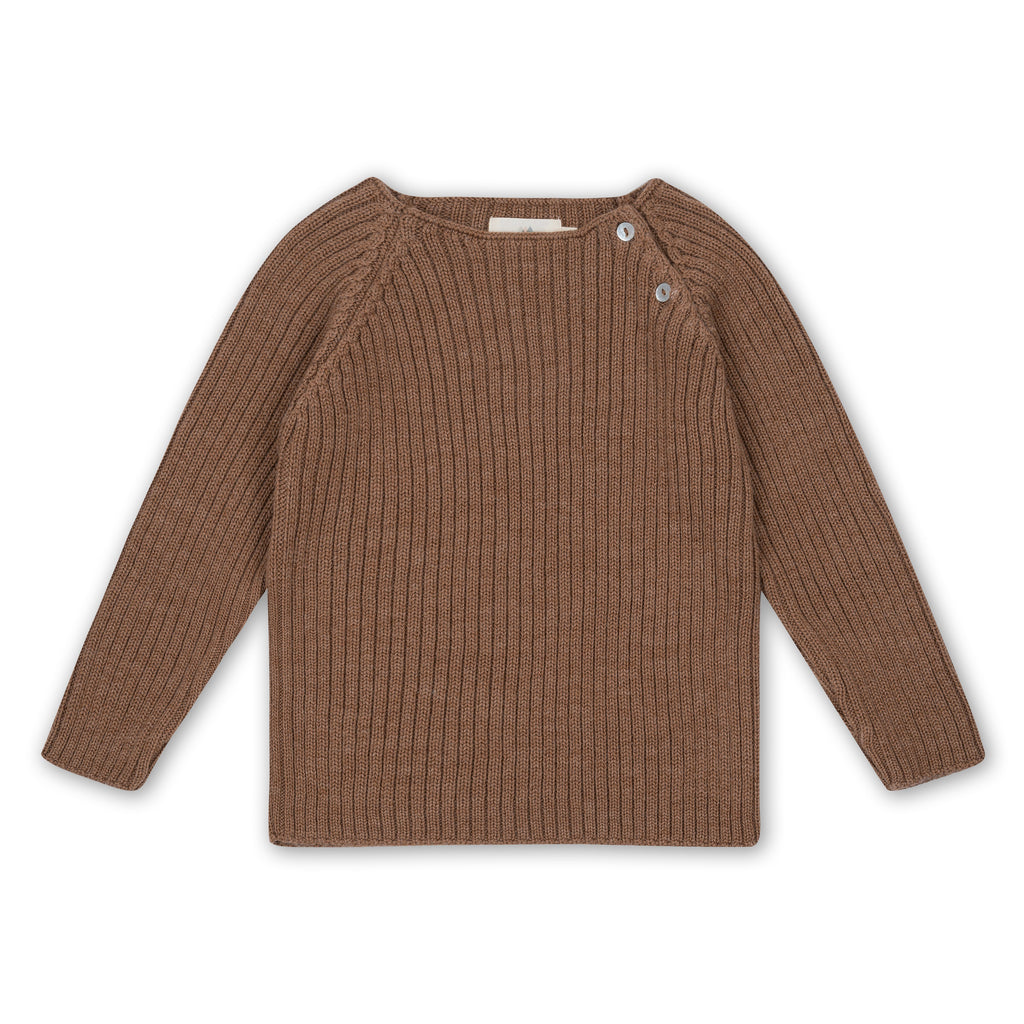 Merino Wool Ribbed Knitted Jumper - Almond Clothing Konges Sløjd 0-1m 
