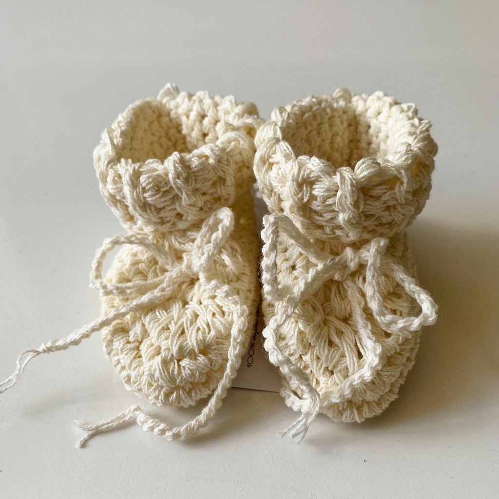 Cotton Tie Booties Footwear Gooseberry Fool Cream 0-6m 