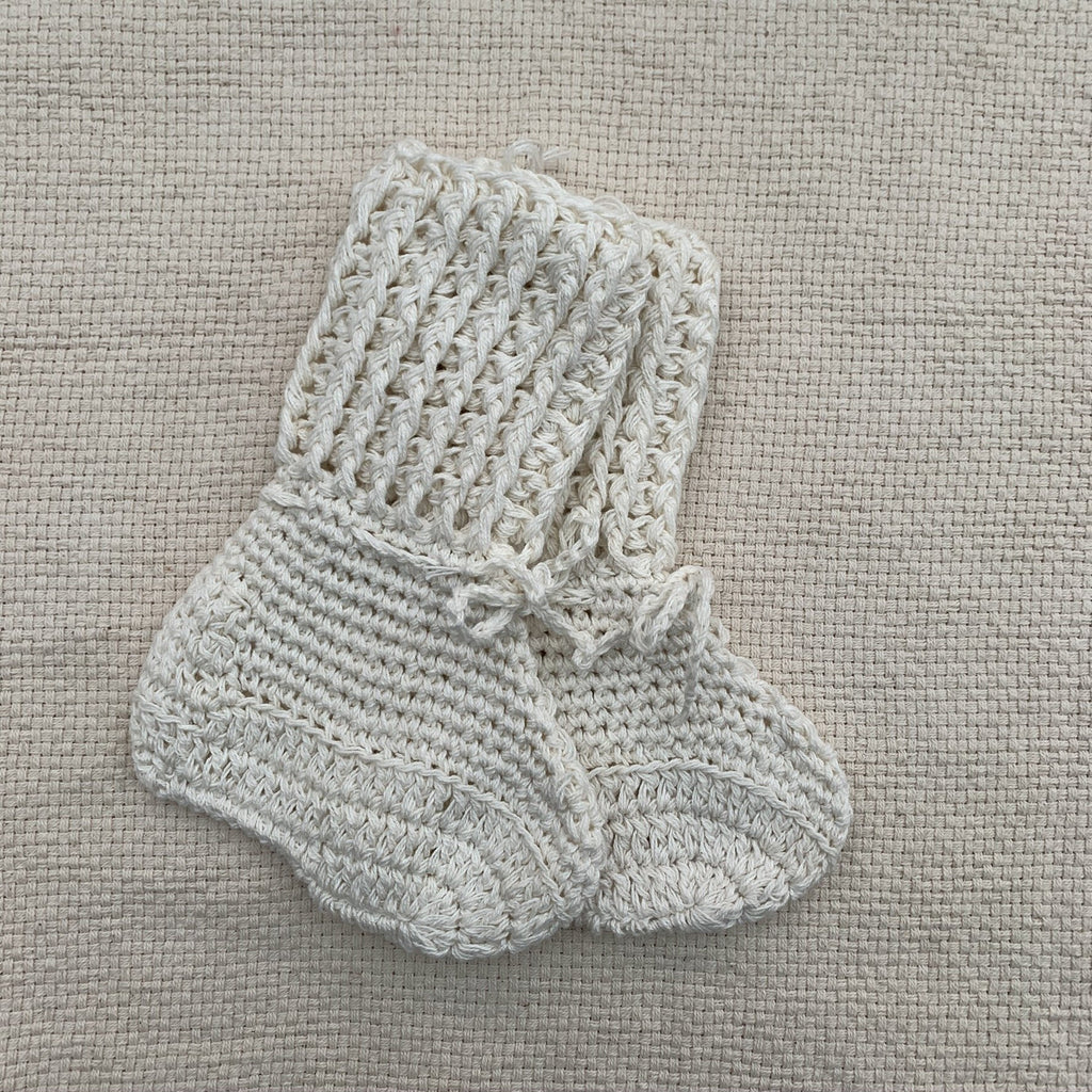 Tall Cotton Booties - Many Colours Footwear Gooseberry Fool Cream 0-6m 